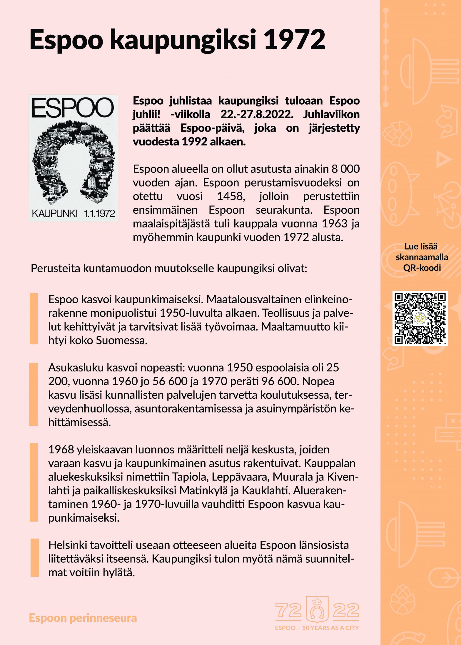 Historiapolku: Espoo 50 Vuotta Kaupunkina – Espoo 1972 – Espoo 50 ...